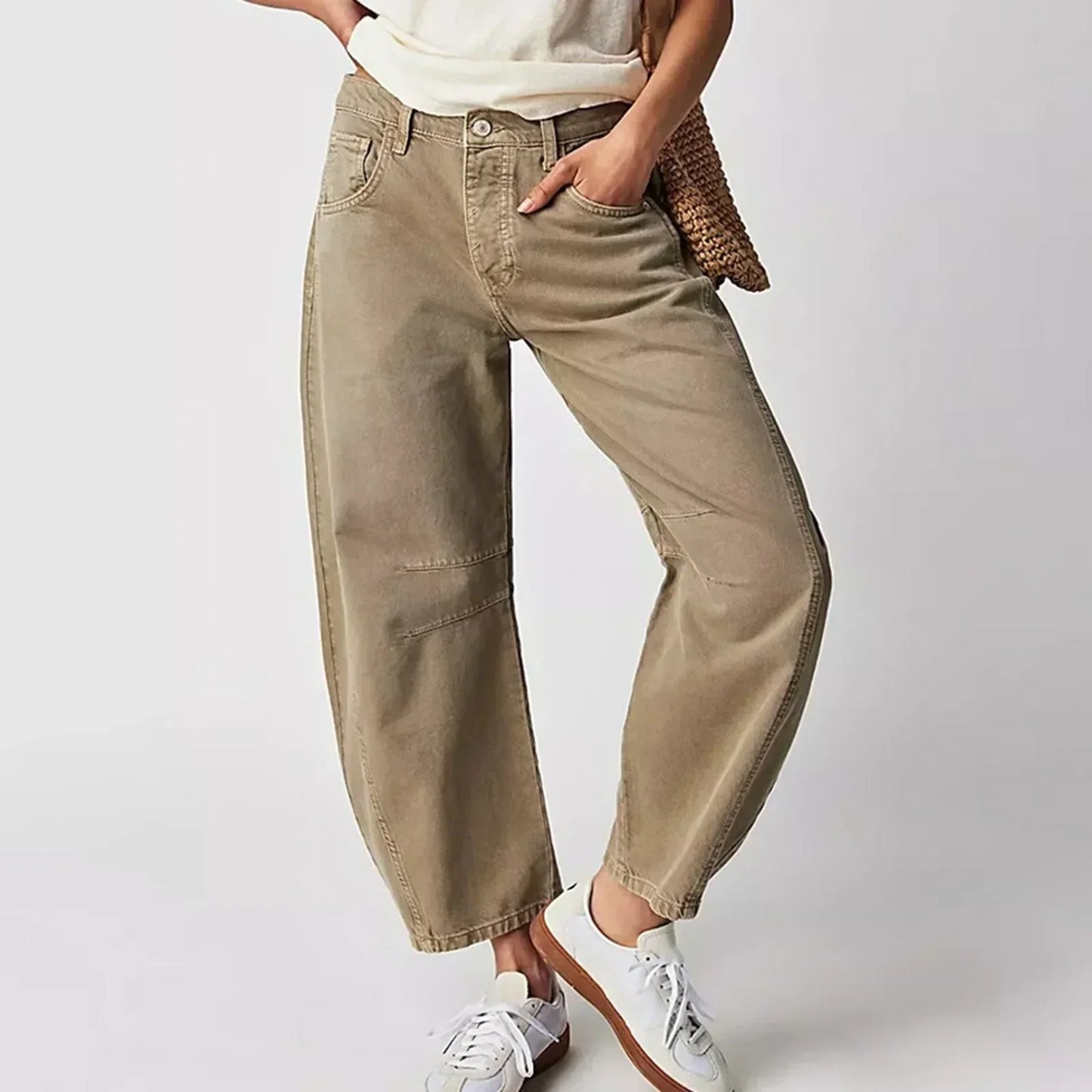 Damen Jeans – Weites Bein – Mid Rise – Baumwollmischung – Lässiger Schnitt
