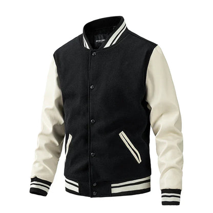 Herren College Jacke – Wollmix – Regular Fit – Kontrastärmel – Druckknopfverschluss