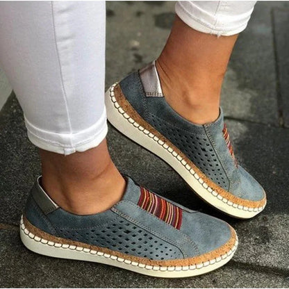 Damen Slip-On Schuhe – Atmungsaktives Design – Gepolsterte Sohle – Elastikband