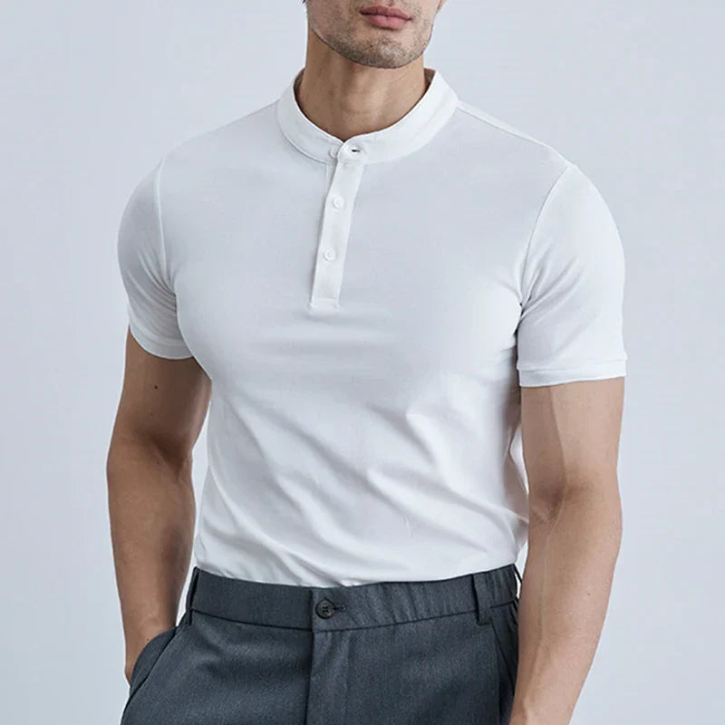 Herren Slim-Fit T-Shirt – Atmungsaktives Gewebe – Kurzarm – Mit Kragen – Casual Look