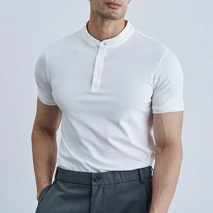 Herren Slim-Fit T-Shirt – Atmungsaktives Gewebe – Kurzarm – Mit Kragen – Casual Look