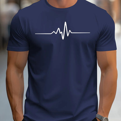 Herren T-Shirt – Slim Fit – Soft Knit – Rundhals – Kurzarm – Herzschlag Grafik