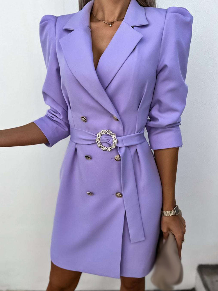 Damen Blazerkleid – Taillierter Schnitt – Doppelreiher – Gürtel – Strukturierte Form