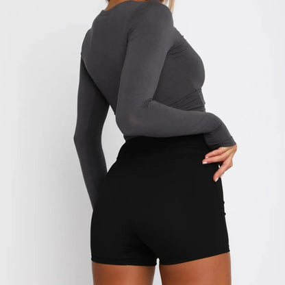 Damen Langarmshirt – Slim Fit – Soft Knit – Kurzer Schnitt – Rundhals Casual