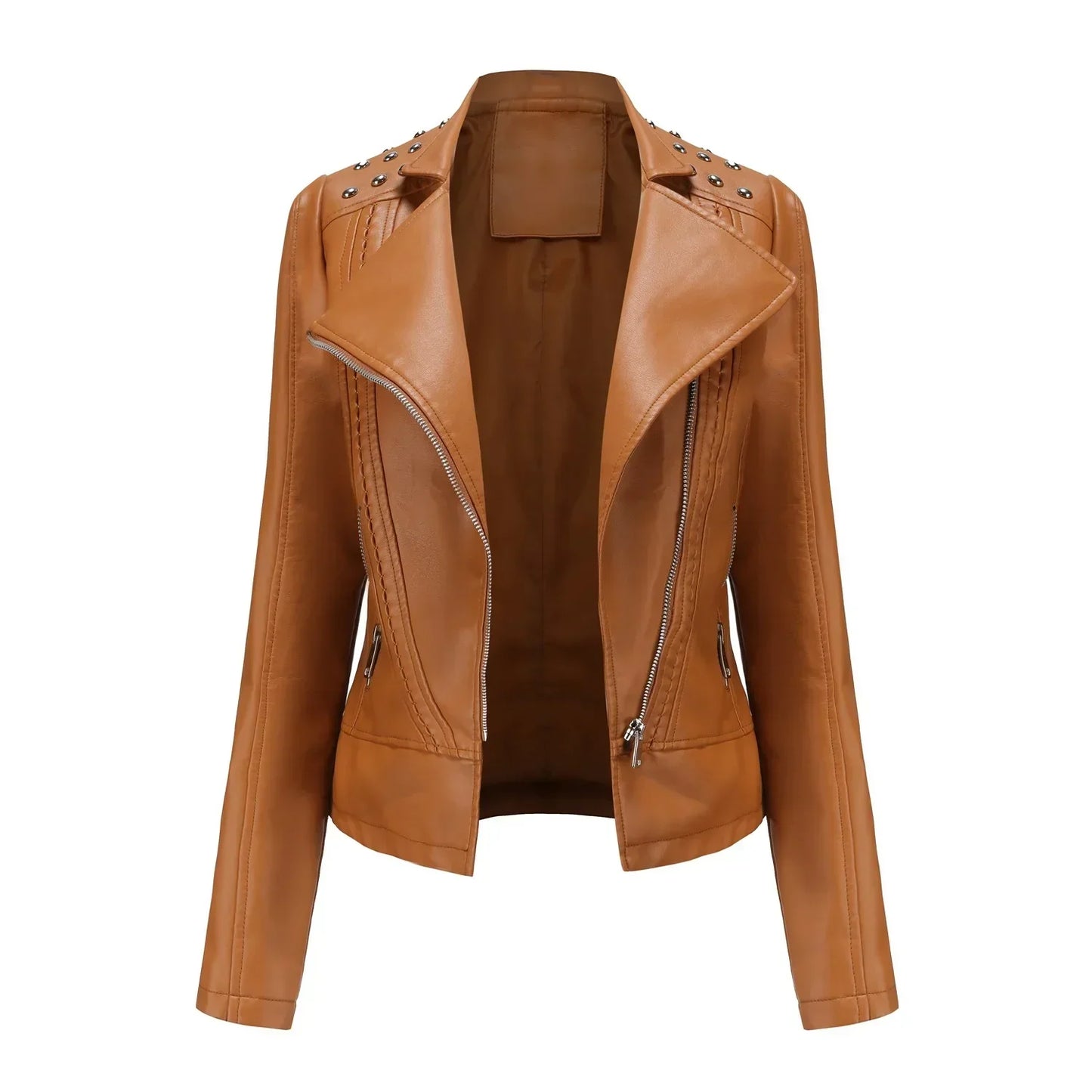 Damen Blazer Jacke – Taillierter Schnitt – Kurz Geschnitten – Nieten – Reißverschluss