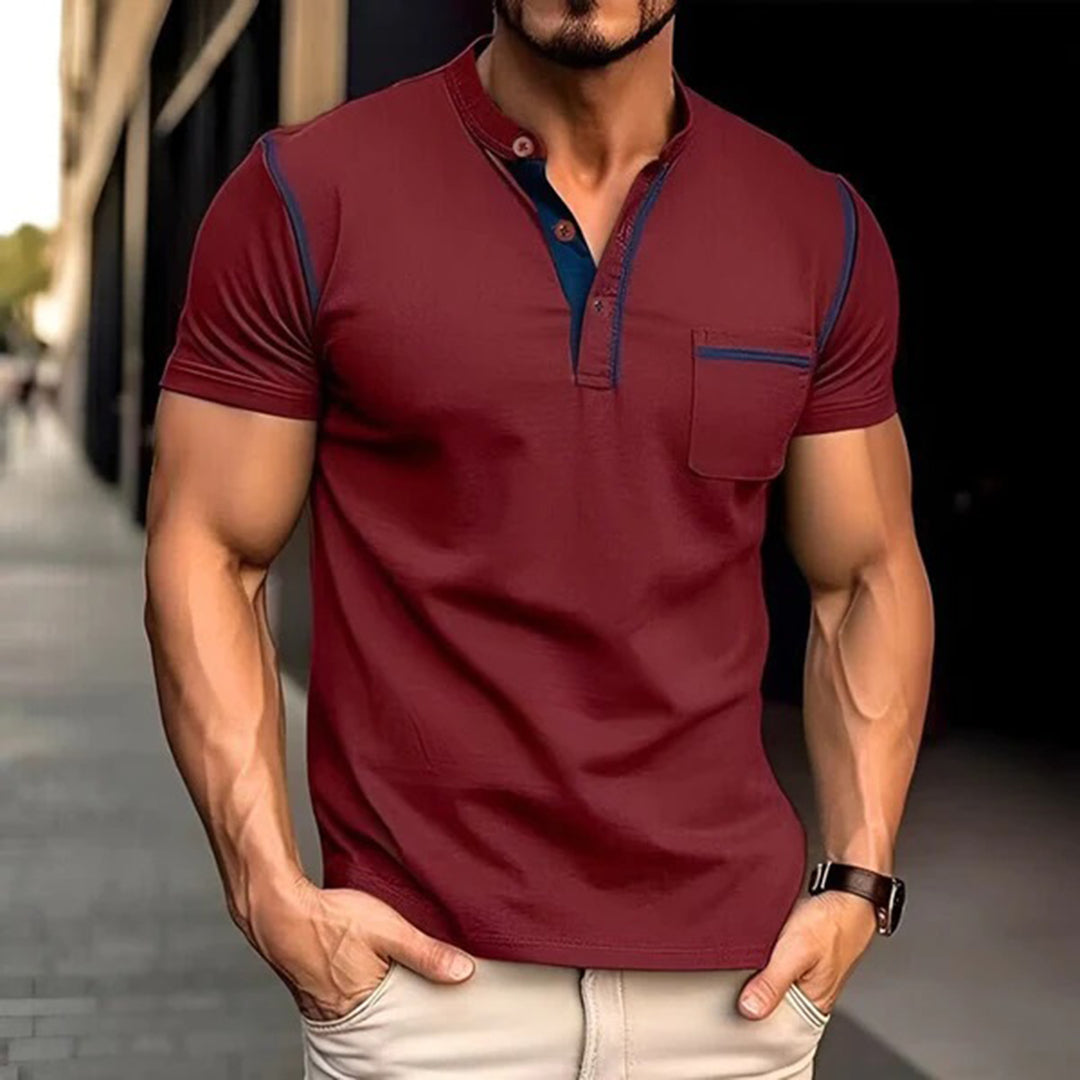 Herren Poloshirt – Slim Fit – Atmungsaktives Mischgewebe – Brusttasche – Kurzarm