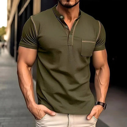 Herren Poloshirt – Slim Fit – Atmungsaktives Mischgewebe – Brusttasche – Kurzarm