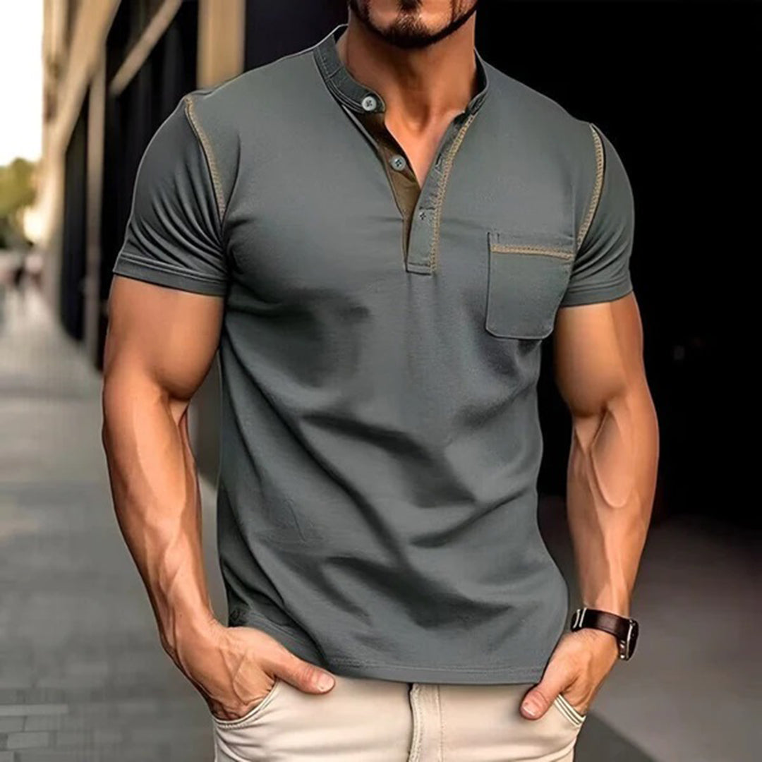 Herren Poloshirt – Slim Fit – Atmungsaktives Mischgewebe – Brusttasche – Kurzarm