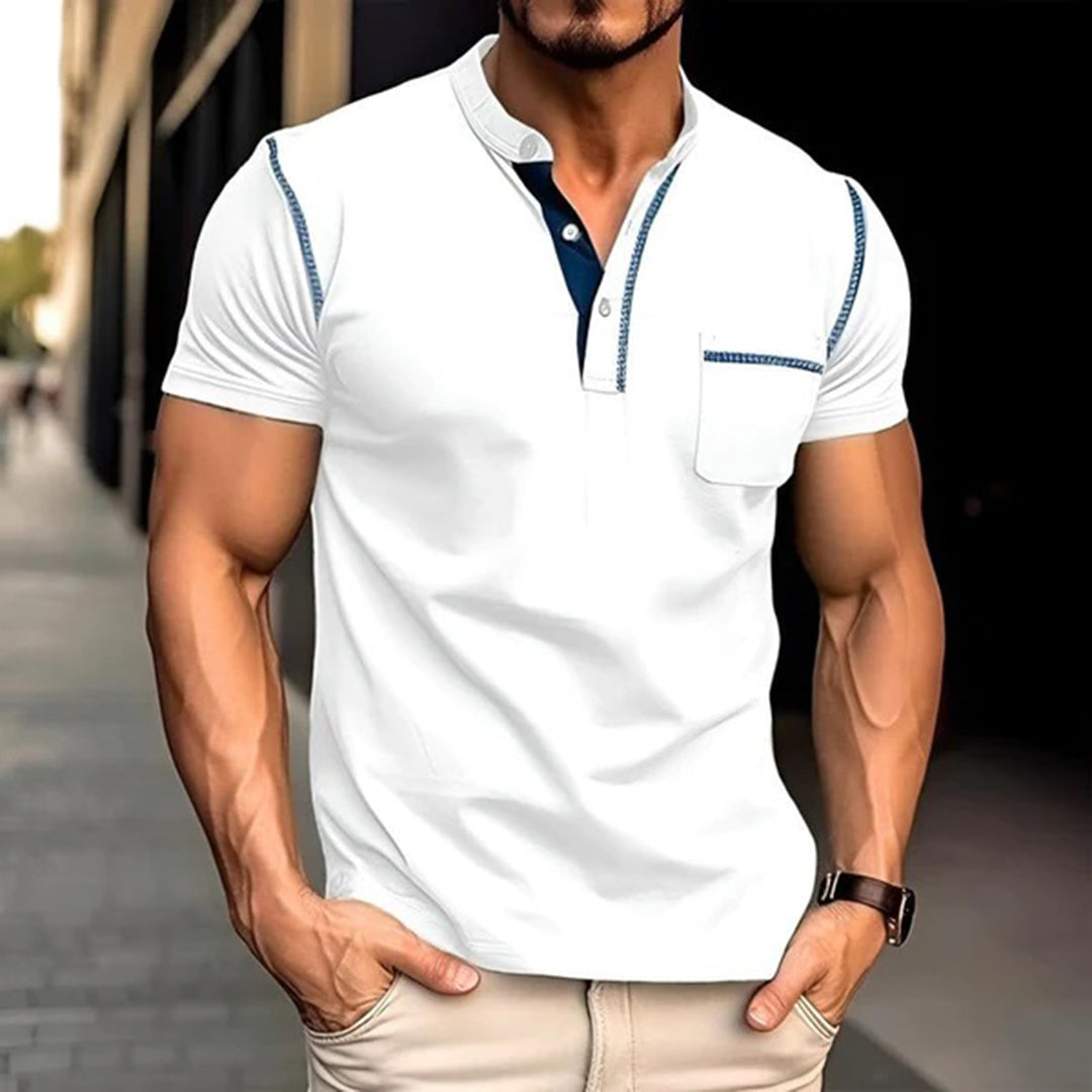 Herren Poloshirt – Slim Fit – Atmungsaktives Mischgewebe – Brusttasche – Kurzarm