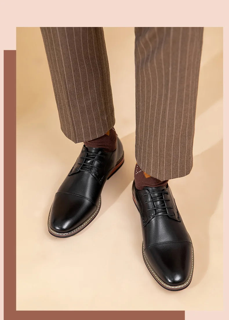 Herren Oxford Schuhe – Formale Passform – Cap-Toe – Geschlossene Schnürung