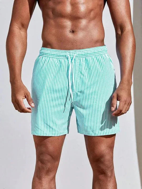 Herren Badeshorts – Relaxed Fit – Schnell trocknend – Elastischer Bund mit Kordelzug