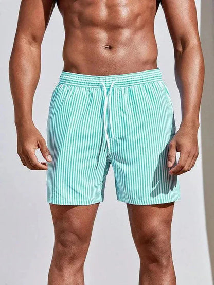 Herren Badeshorts – Relaxed Fit – Schnell trocknend – Elastischer Bund mit Kordelzug