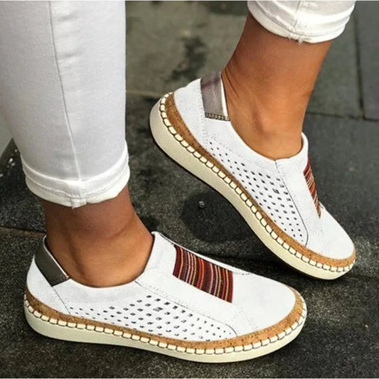 Damen Slip-On Schuhe – Atmungsaktives Design – Gepolsterte Sohle – Elastikband