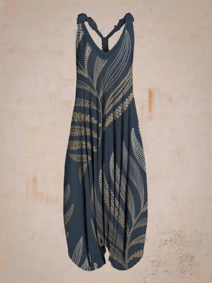 Damen Jumpsuit – Harem Style – Boho Print – Halterneck – Lockere Passform – Lang