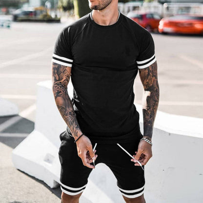 Herren Trainingsset – Slim Fit – Atmungsaktiver Stretch – Kurzarm & Shorts