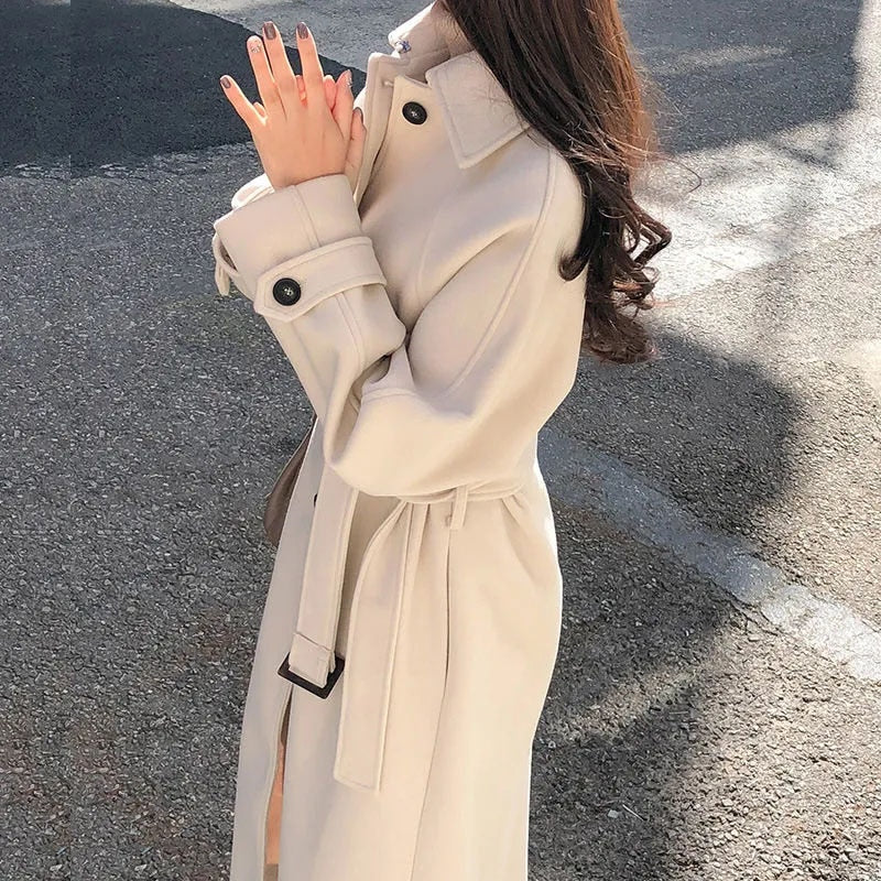 Damen Mantel – Oversize Passform – Wollmix – Knopfverschluss – Klassischer Kragen