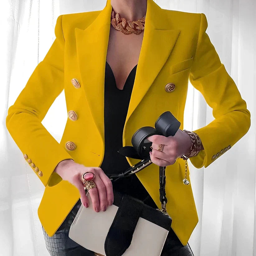 Damen Blazer – Taillierte Passform – Doppelreihig – Luxusstoff – Goldknöpfe