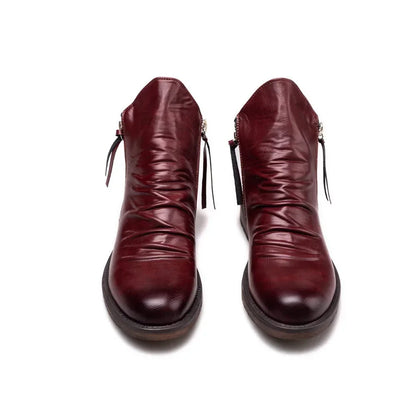 Herren Chelsea Boots – Sleek Fit – Lederoptik – Seitlicher Reißverschluss – Flacher Absatz