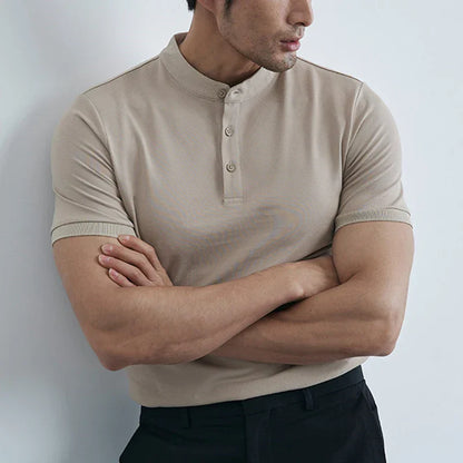 Herren Slim-Fit T-Shirt – Atmungsaktives Gewebe – Kurzarm – Mit Kragen – Casual Look