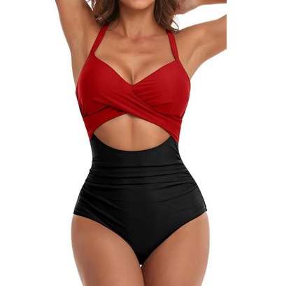 Damen Badeanzug – Figurbetont – Cut-Out Design – Halterneck – Atmungsaktives Material