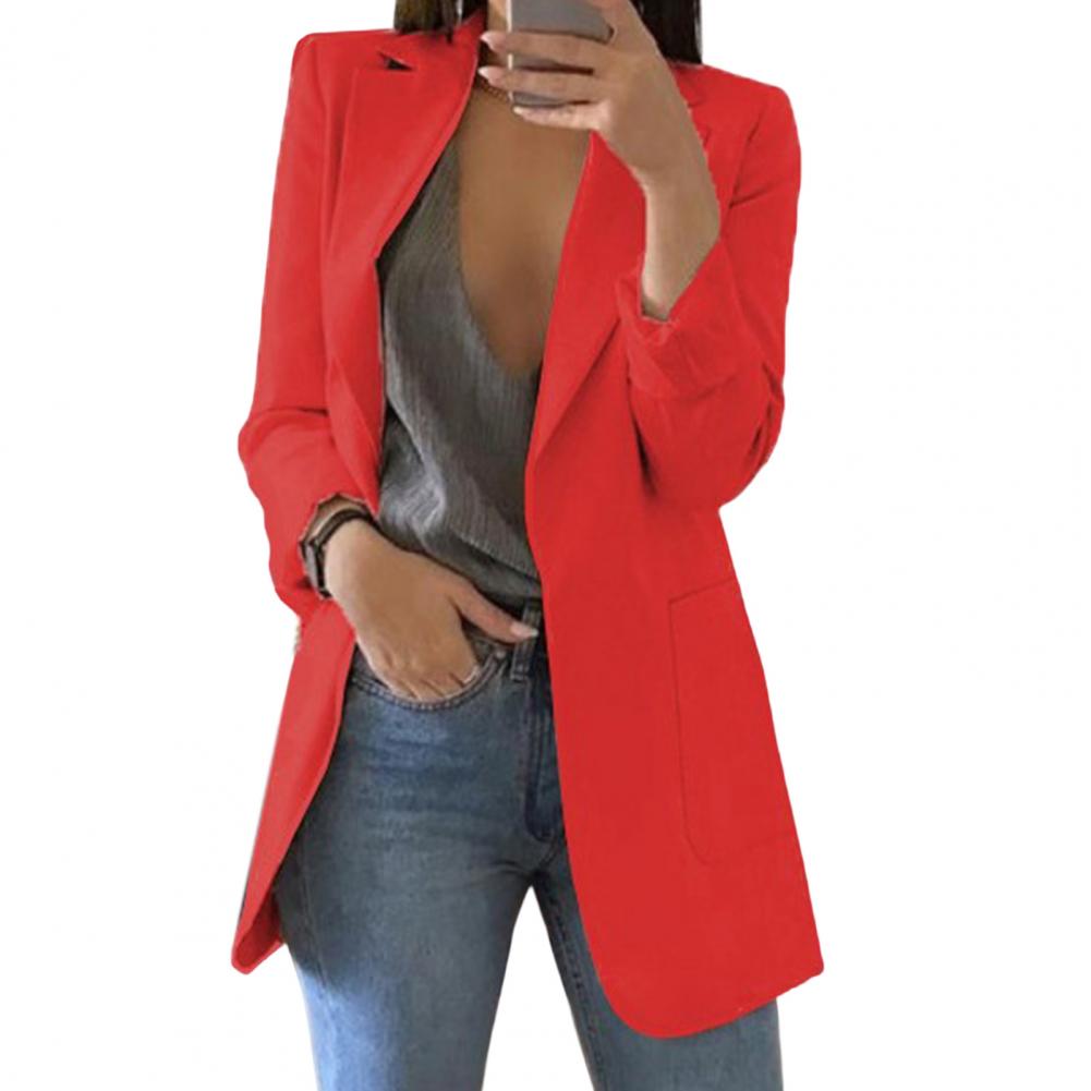 Damen Blazer – Taillierter Schnitt – Einzelreiher – Große Taschen – Hüftlang