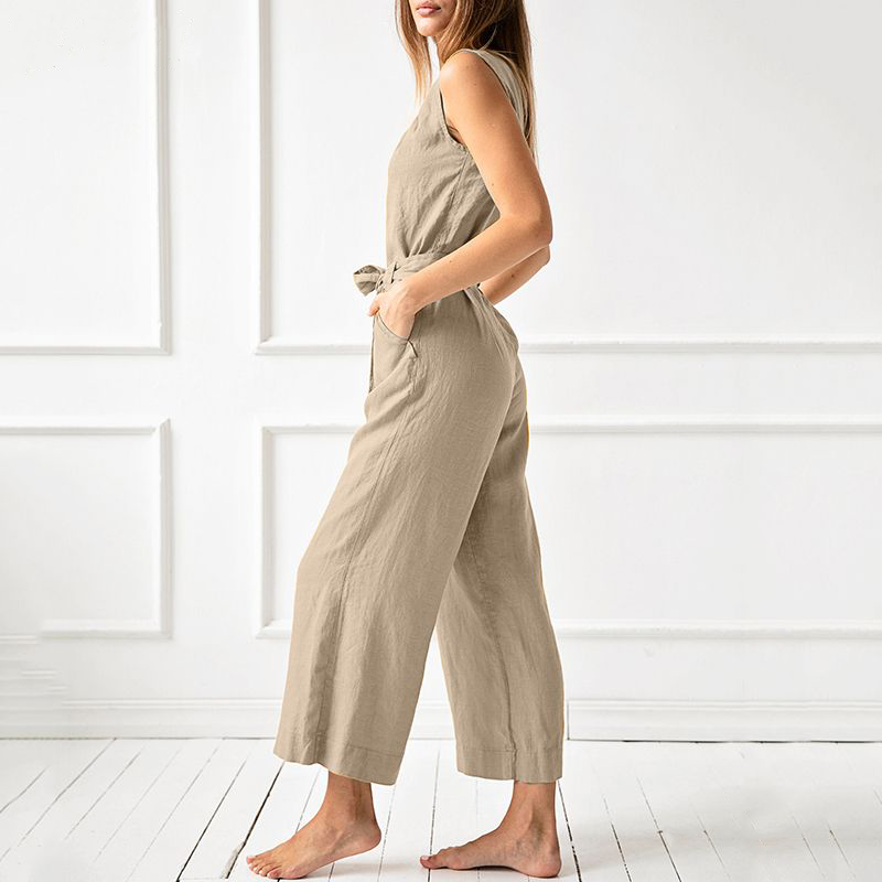 Damen Jumpsuit – Lockerer Schnitt – Weites Bein – Atmungsaktive Naturfaser