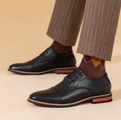 Herren Oxford Schuhe – Formale Passform – Cap-Toe – Geschlossene Schnürung