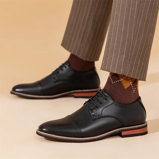 Herren Oxford Schuhe – Formale Passform – Cap-Toe – Geschlossene Schnürung