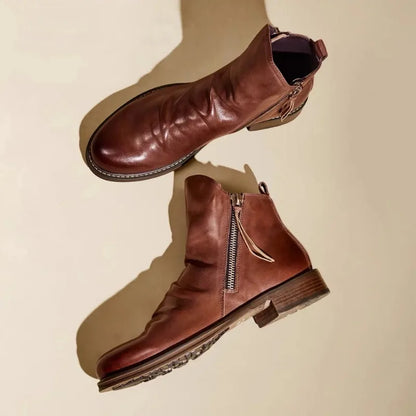 Herren Chelsea Boots – Sleek Fit – Lederoptik – Seitlicher Reißverschluss – Flacher Absatz