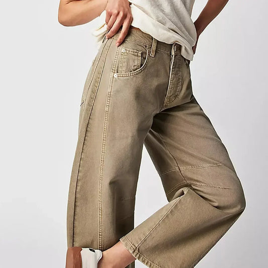 Damen Jeans – Weites Bein – Mid Rise – Baumwollmischung – Lässiger Schnitt