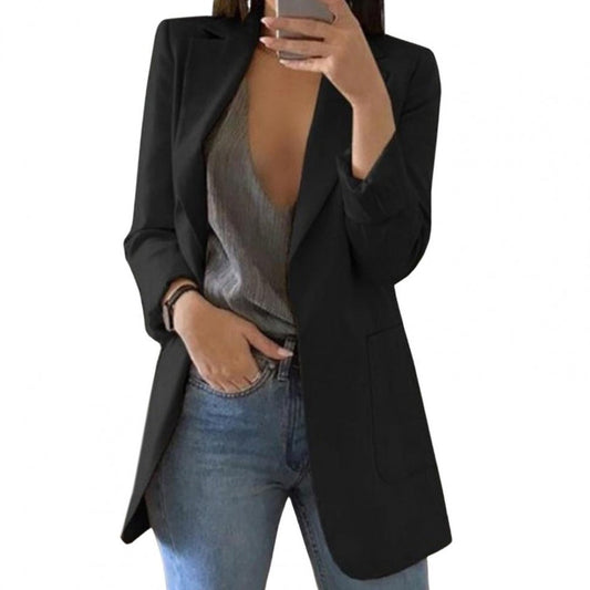 Damen Blazer – Taillierter Schnitt – Einzelreiher – Große Taschen – Hüftlang