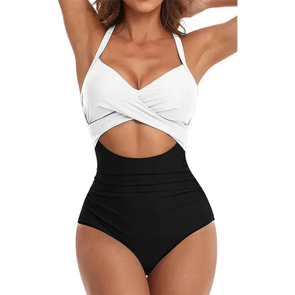 Damen Badeanzug – Figurbetont – Cross-Front – Cut-Out Taille – Atmungsaktive Qualität