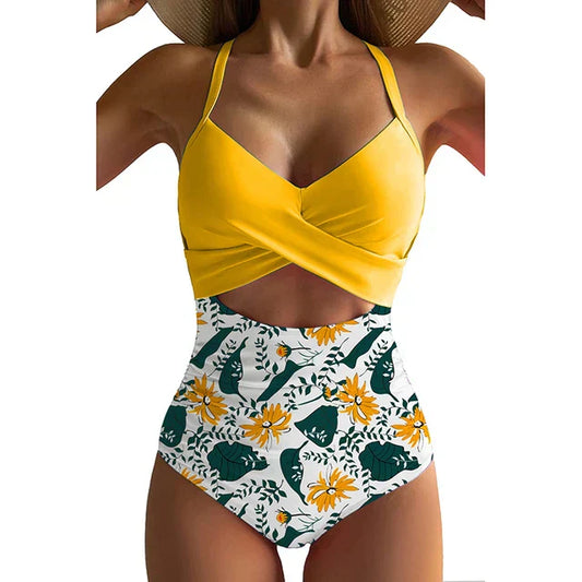 Damen Badeanzug – Figurbetont – Cross-Front – Cut-Out Taille – Atmungsaktive Qualität