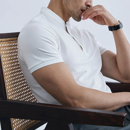 Herren Slim-Fit T-Shirt – Atmungsaktives Gewebe – Kurzarm – Mit Kragen – Casual Look