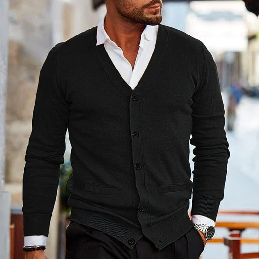 Herren Cardigan – Slim Fit – Weiches Strickmaterial – V-Ausschnitt – Knopfleiste