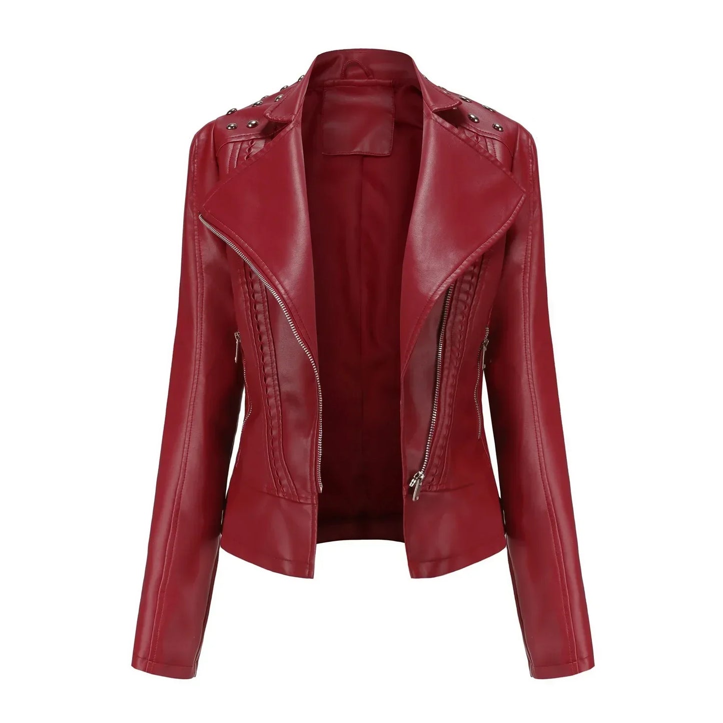 Damen Blazer Jacke – Taillierter Schnitt – Kurz Geschnitten – Nieten – Reißverschluss