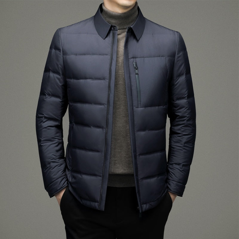 Herren Steppjacke – Standard Fit – Reißverschluss – Klassischer Kragen – Leicht wattiert