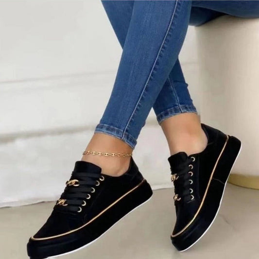Damen Slip-On Sneaker – Soft Knit – Low-Top – Kettendetail – Atmungsaktiv Komfort