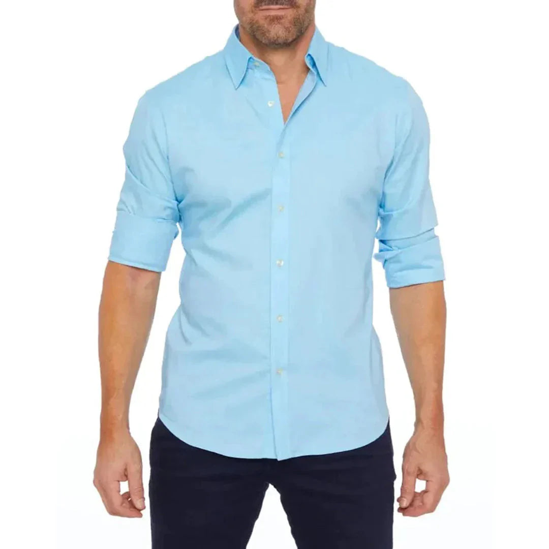 Herren Formalhemd – Slim Fit – Atmungsaktives Gewebe – Button-Down-Kragen – Umschlagärmel
