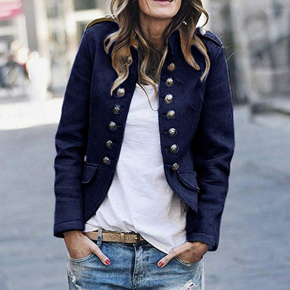 Damen Blazer – Taillierter Schnitt – Wollmischung – Doppelreihig mit Stehkragen