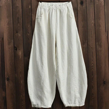 Damen Weite Hose – Atmungsaktiver Stoff – Lockere Passform – Elastischer Bund