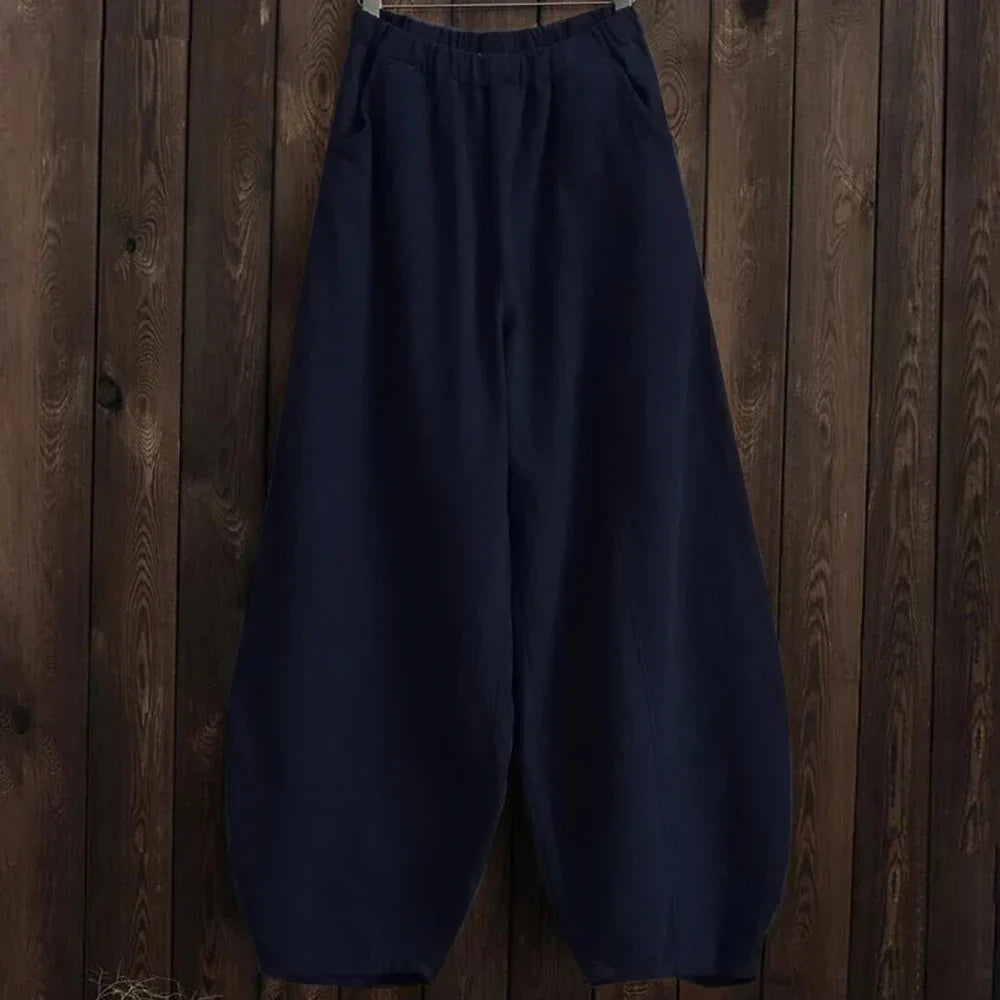 Damen Weite Hose – Atmungsaktiver Stoff – Lockere Passform – Elastischer Bund