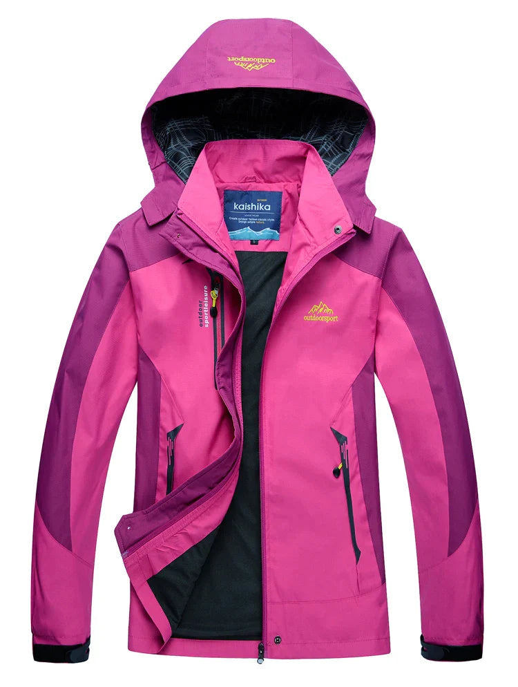 Damen Regenjacke – Wasserdicht – Mittlere Passform – Kapuze – Reißverschlusstaschen