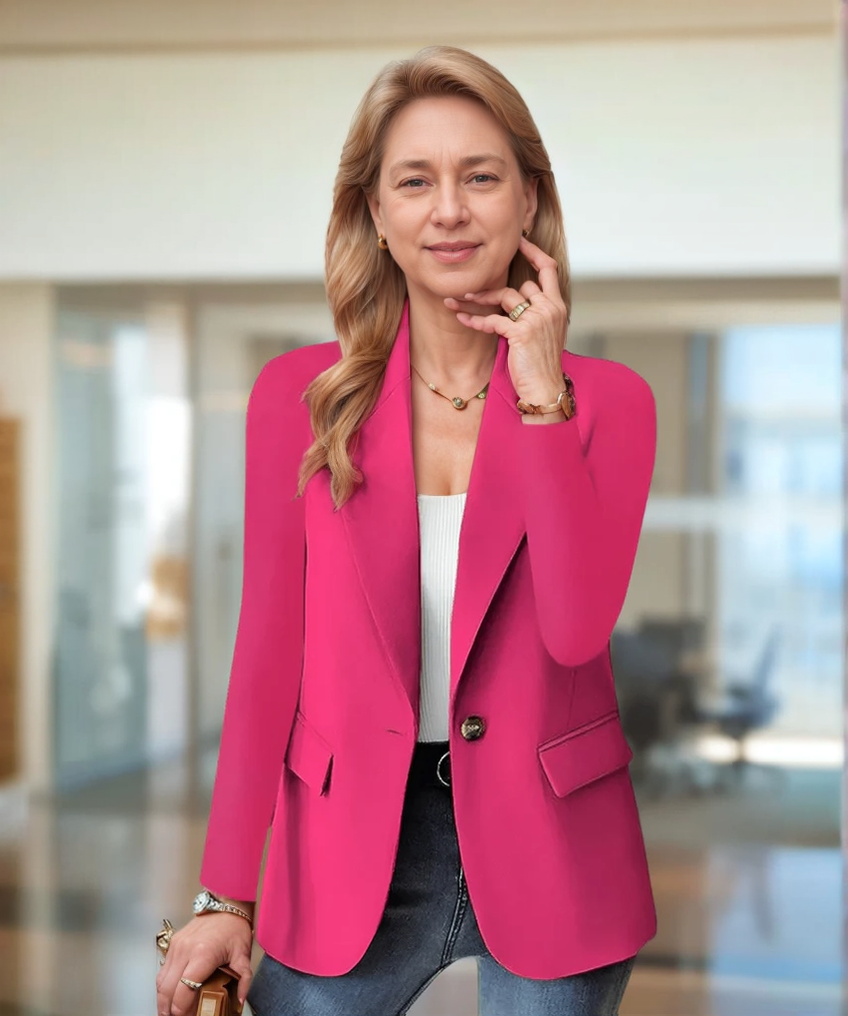 Damen Blazer – Slim Fit – Ein-Knopf – Klassischer Revers – Eleganter Schnitt