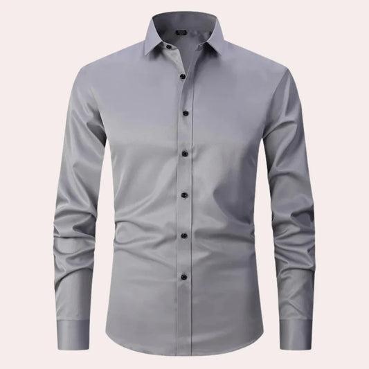Herren Slim Fit Hemd – Atmungsaktive Naturfaser – Stretch – Knopfleiste – Kragen