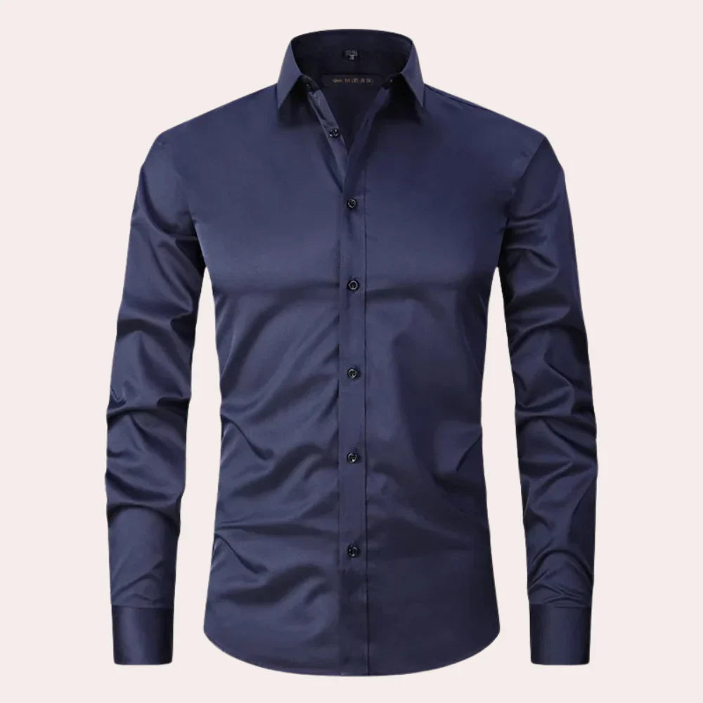 Herren Slim Fit Hemd – Atmungsaktive Naturfaser – Stretch – Knopfleiste – Kragen