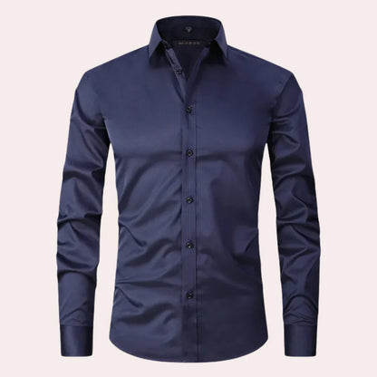 Herren Slim Fit Hemd – Atmungsaktive Naturfaser – Stretch – Knopfleiste – Kragen