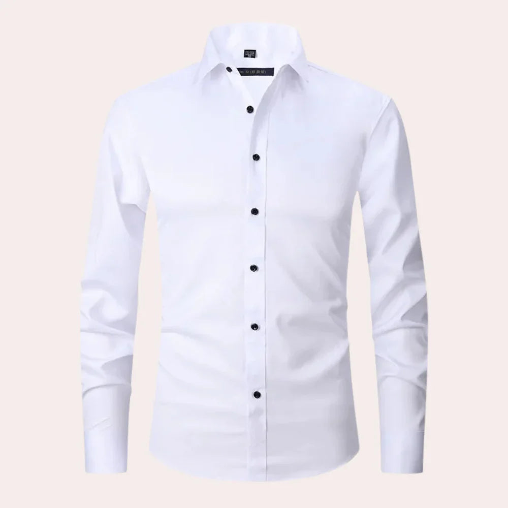 Herren Slim Fit Hemd – Atmungsaktive Naturfaser – Stretch – Knopfleiste – Kragen