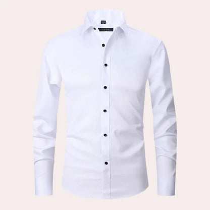 Herren Slim Fit Hemd – Atmungsaktive Naturfaser – Stretch – Knopfleiste – Kragen