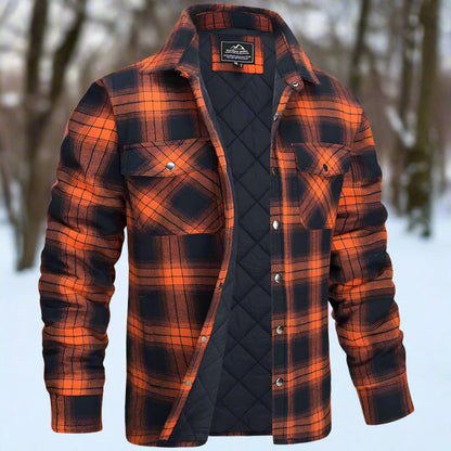 Herren Shirtjacke – Relaxed Fit – Weiches Flanell – Gesteppt – Druckknopfverschluss